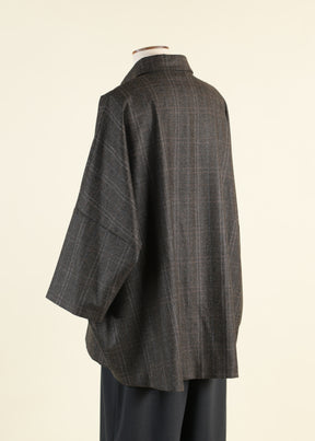 3/4 sleeve sloped shoulder jacket with collar - long