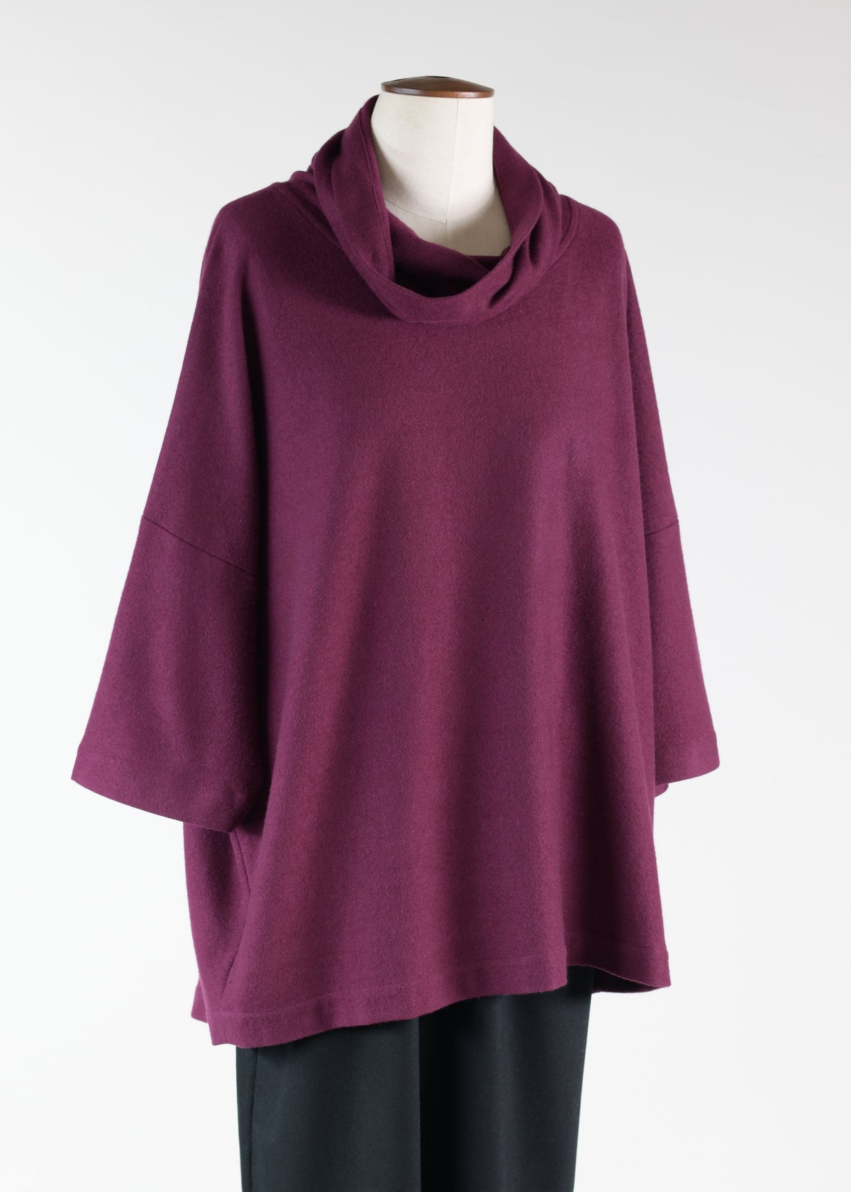 cashmere sloped shoulder monks top - long (3/4 sleeves)