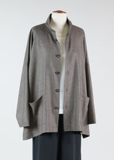 cashmere wide longer back double stand collar jacket - long