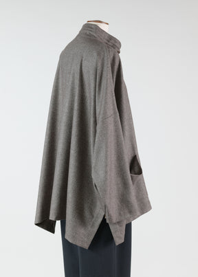 cashmere wide longer back double stand collar jacket - long