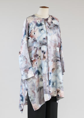 wide longer back bound neck shirt v.long w/slits