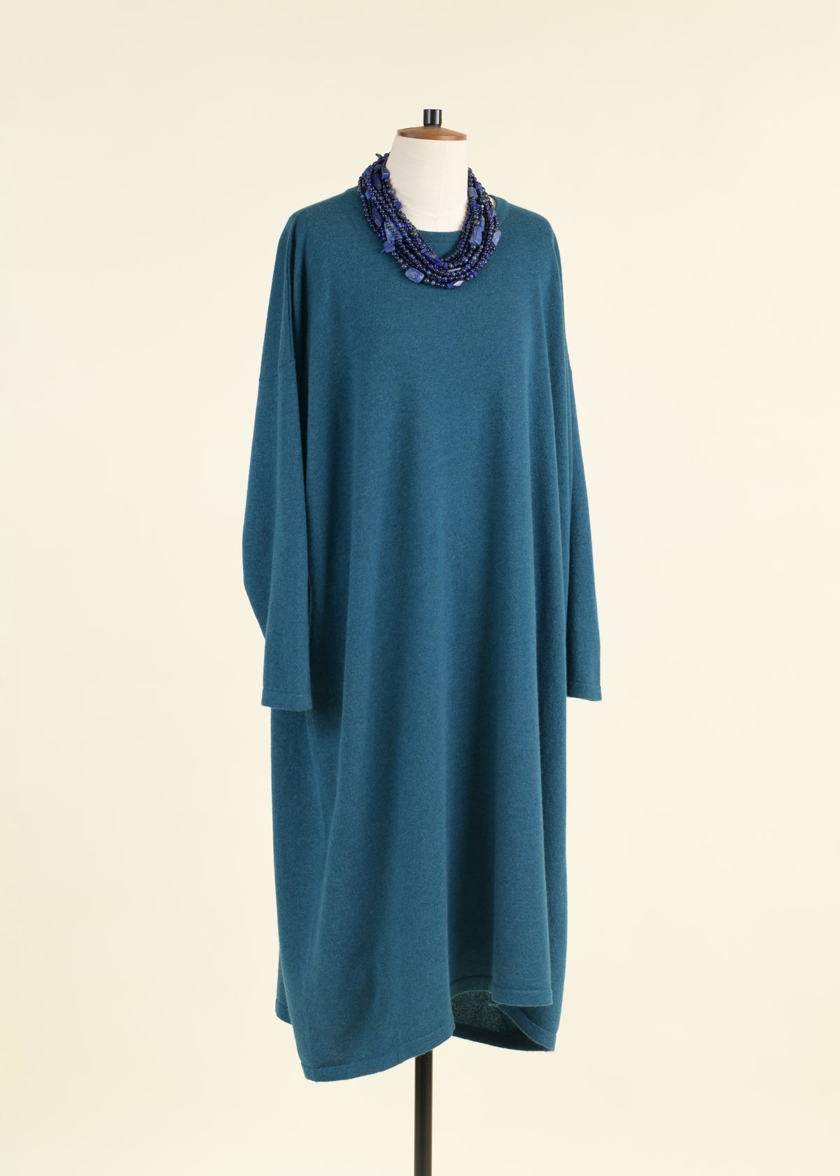 angle-to-front round neck knit dress