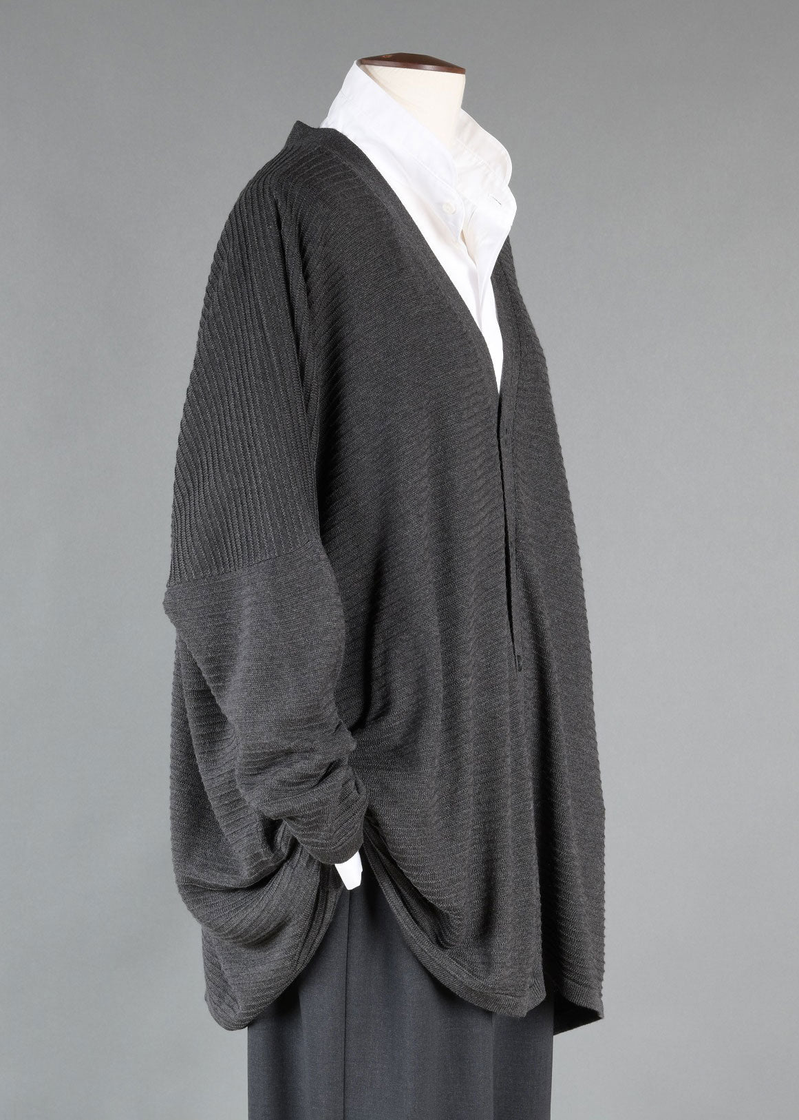 silk wide v neck button cardigan - long plus