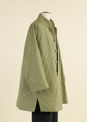 silk imperial coat with chinese collar - long plus