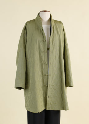 silk imperial coat with chinese collar - long plus