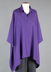 silk dps top w/collar and front placket opening - long