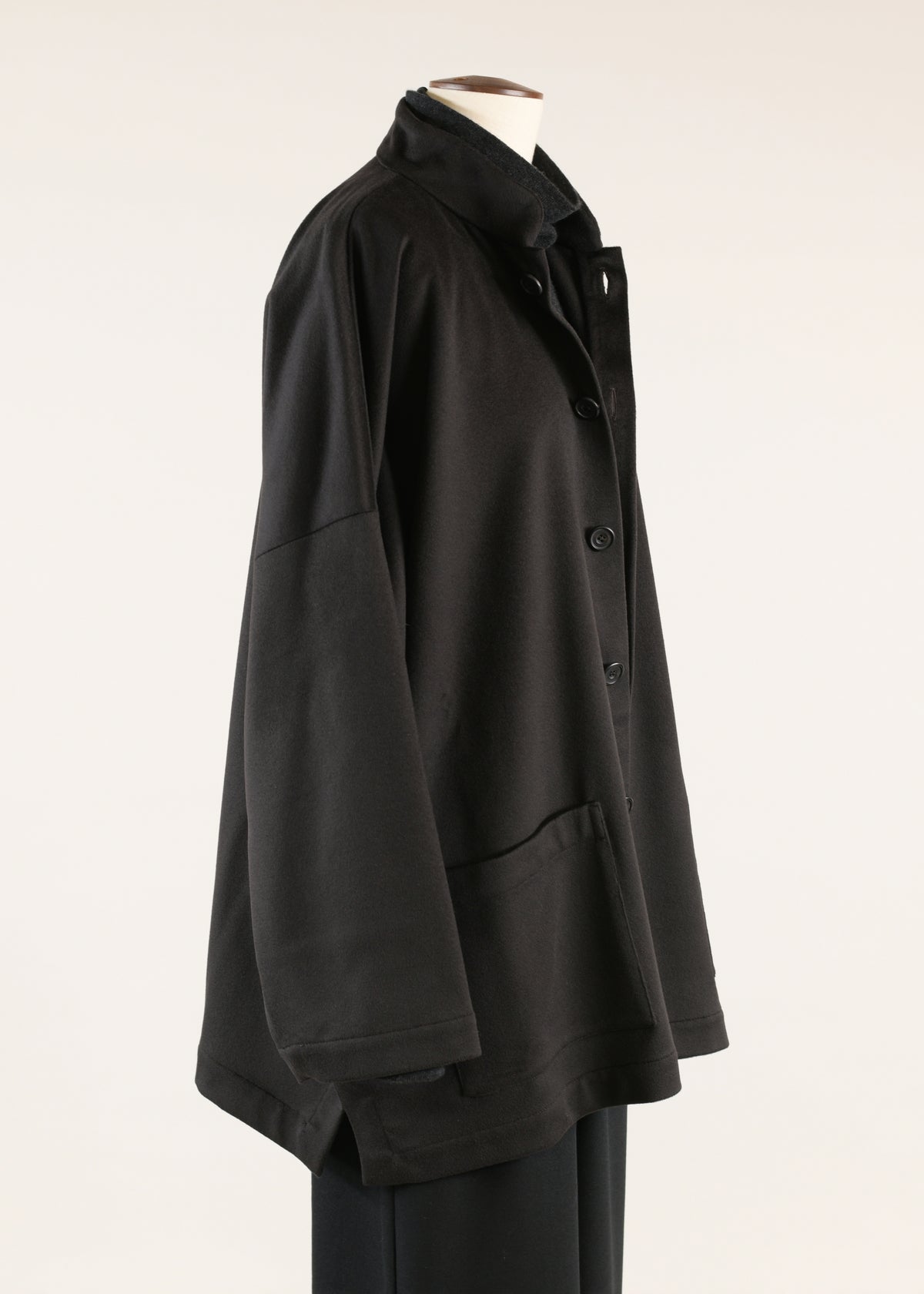 wool mandarin coat - long