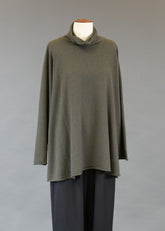 cashmere side panelled a-line scrunch neck sweater - long