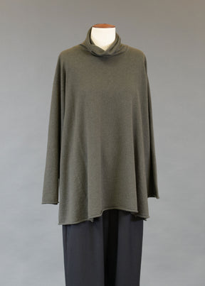 cashmere side panelled a-line scrunch neck sweater - long
