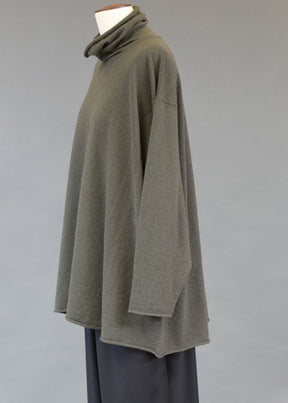 cashmere side panelled a-line scrunch neck sweater - long