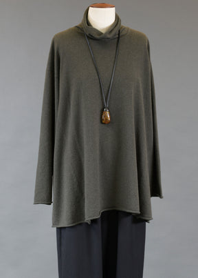 cashmere side panelled a-line scrunch neck sweater - long