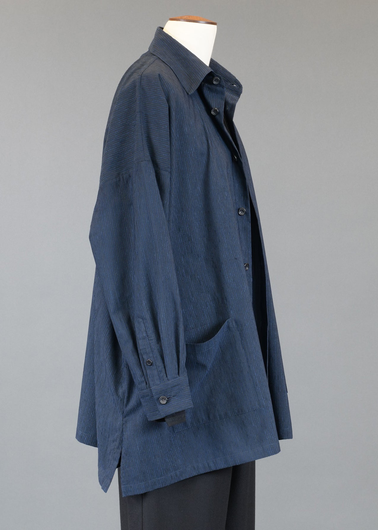 wide a-line shirt jacket with collar - long