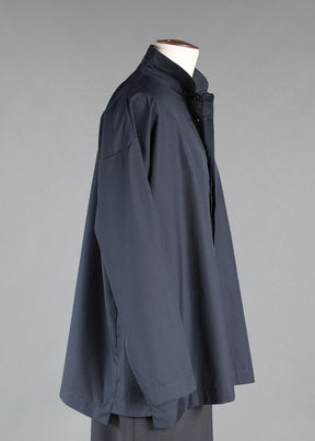 cotton slim a-line double stand collar shirt with step ins - long