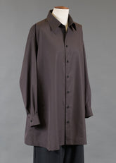 cotton side panelled shirt with collar - long plus