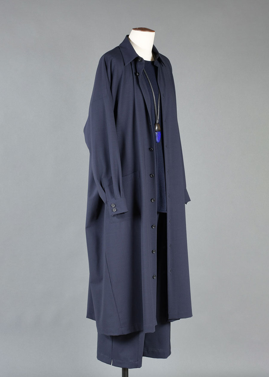 wool angle to front shirt dress with collar