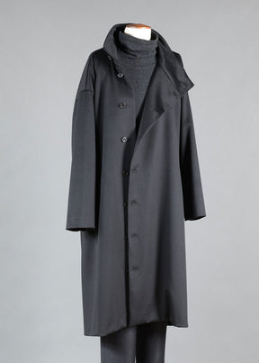 wool cashmere mix side buttoning scrunch neck coat - very long
