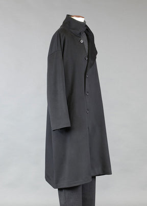 wool cashmere mix side buttoning scrunch neck coat - very long