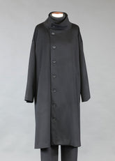 wool cashmere mix side buttoning scrunch neck coat - very long