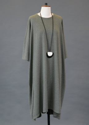 cashmere angle-to-front round neck knit t shirt dress