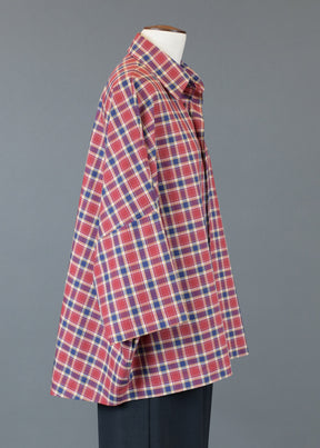 cotton 3/4 sleeve sloped should shirt with collar - long