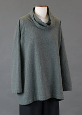 cotton angle-to-front side seam monks top - long