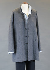 slim a-line double stand collar jacket with side ins - long plus