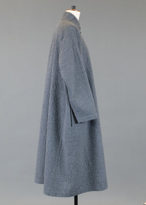 cotton a-line side panelled dress with chinese collar