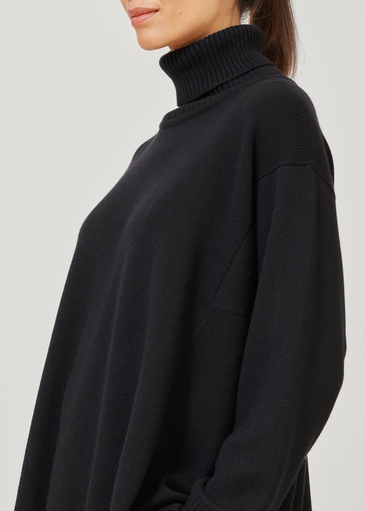 panelled A-line roll neck sweater - long