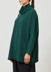 cashmere slim sleeve funnel scrunch neck sweater - long