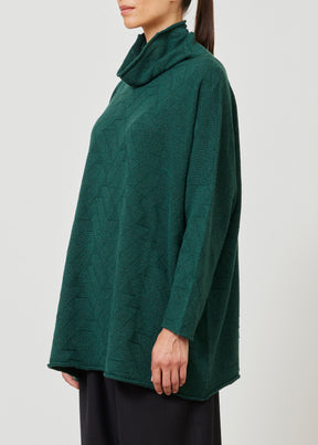 cashmere slim sleeve funnel scrunch neck sweater - long