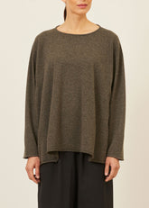 cashmere side panelled a-line bateau neck sweater - mid plus