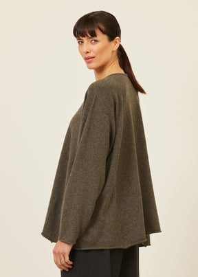 cashmere side panelled a-line bateau neck sweater - mid plus