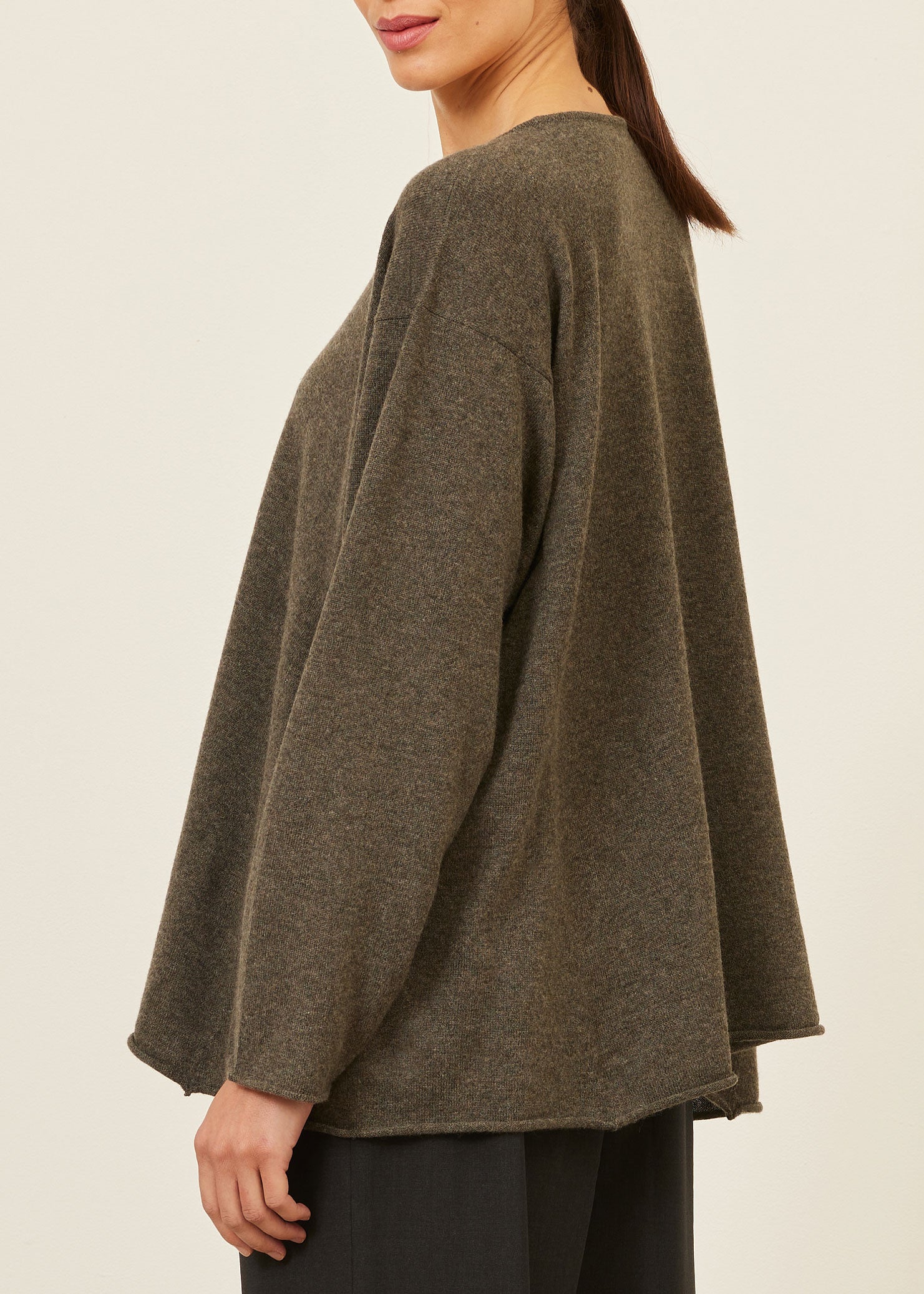 cashmere side panelled a-line bateau neck sweater - mid plus