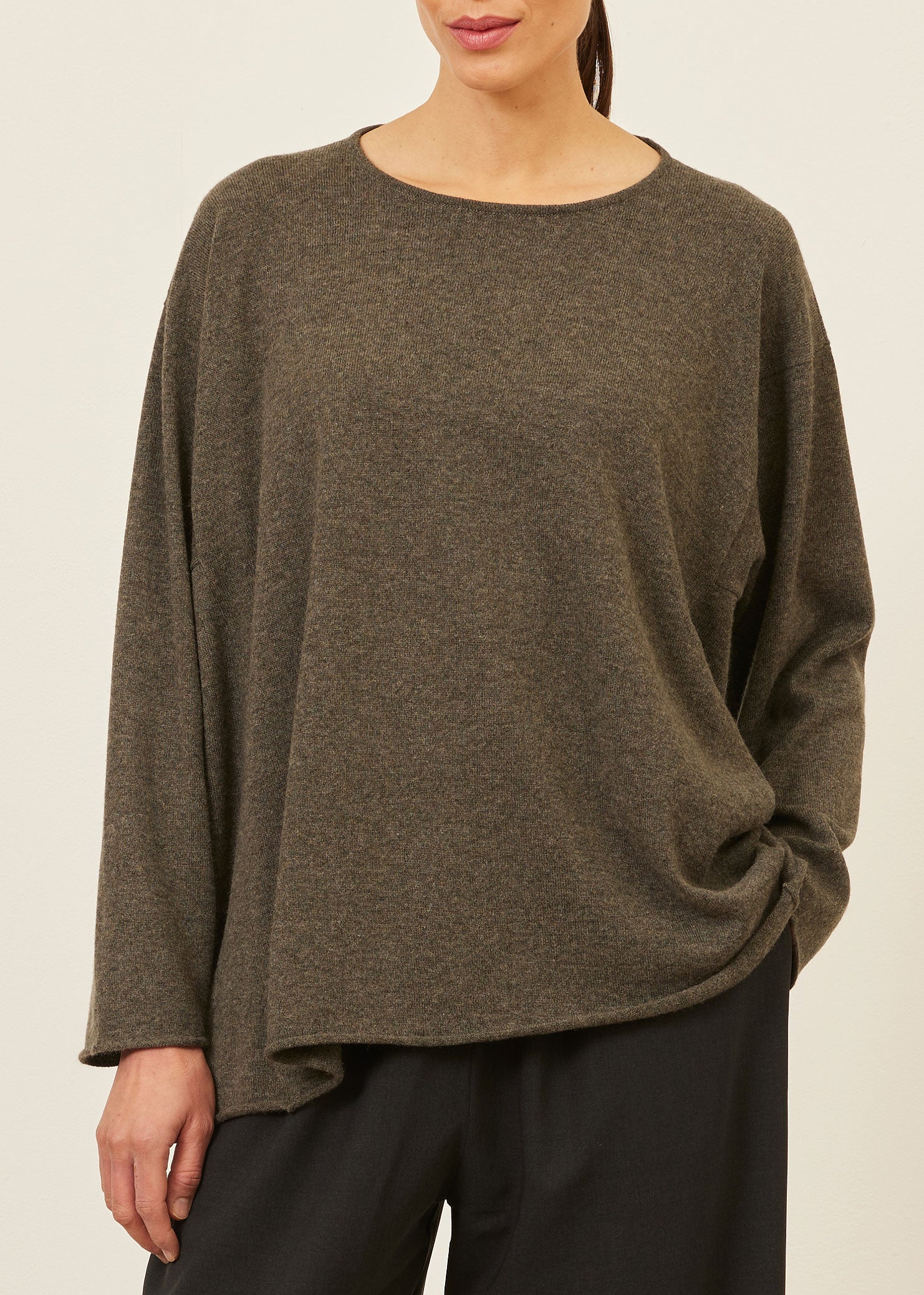 cashmere side panelled a-line bateau neck sweater - mid plus