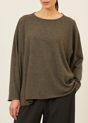 cashmere side panelled a-line bateau neck sweater - mid plus