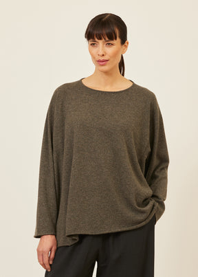 cashmere side panelled a-line bateau neck sweater - mid plus