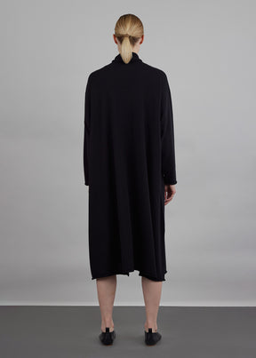 side panelled A-line scrunch neck knit dress