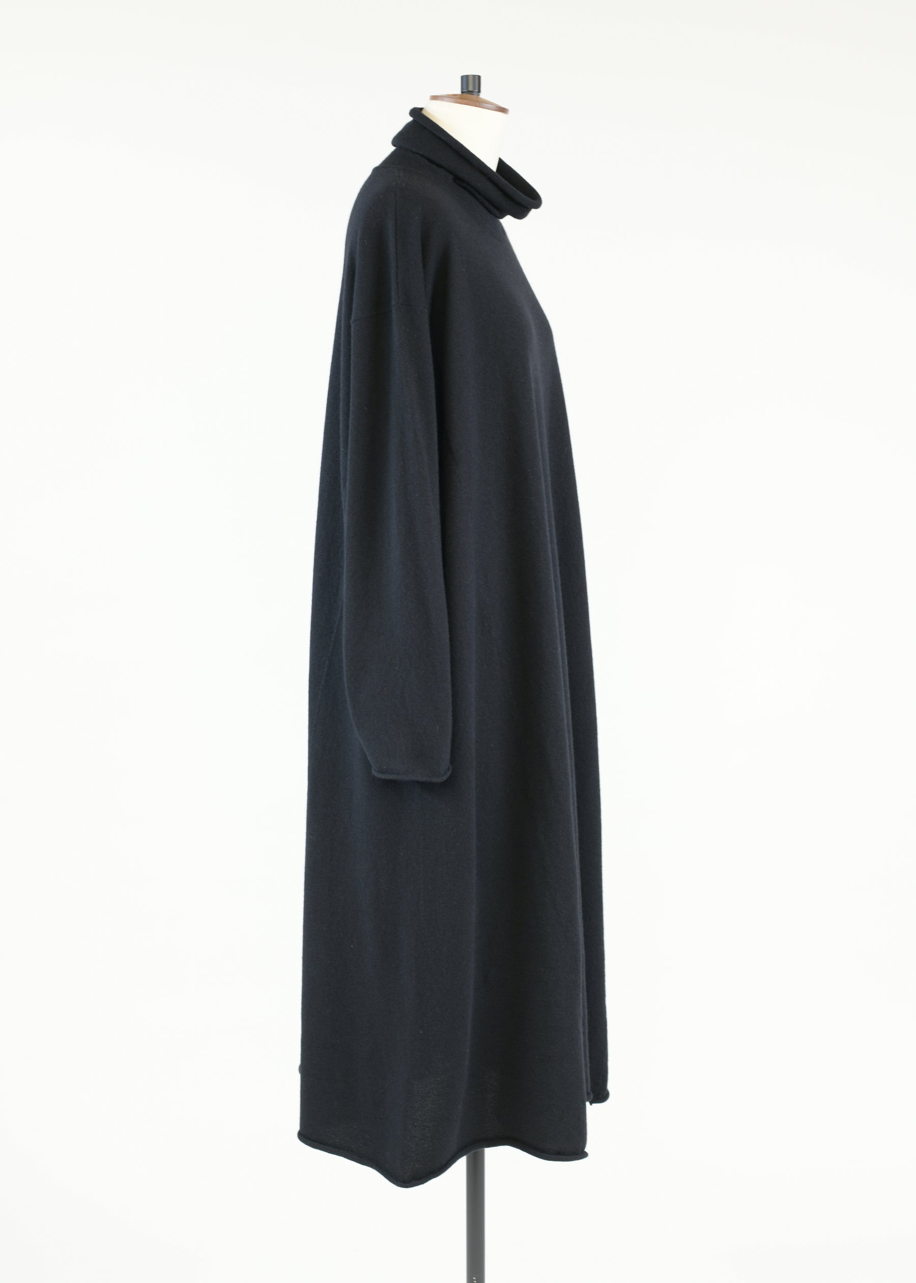 cashmere side panelled a-line scrunch neck knit dress