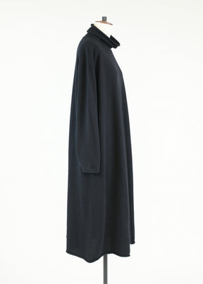 cashmere side panelled a-line scrunch neck knit dress