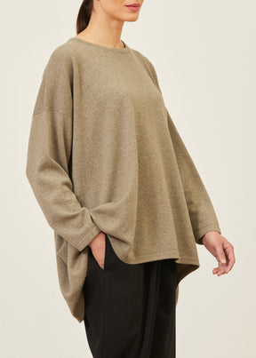 cashmere smaller front larger back round neck sweater - long