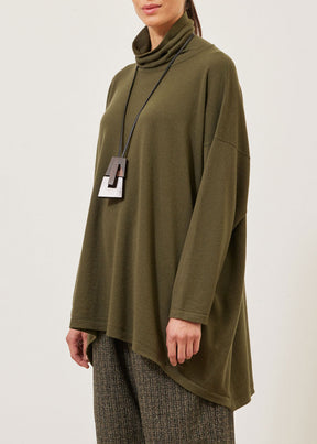 cashmere smaller front larger back scrunch neck sweater - long