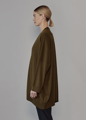 wide v neck button knit cardigan - long plus