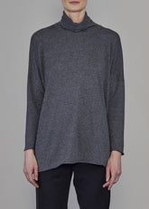 cashmere slim sleeve raw edge scrunch neck sweater - mid plus