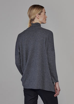 cashmere slim sleeve raw edge scrunch neck sweater - mid plus