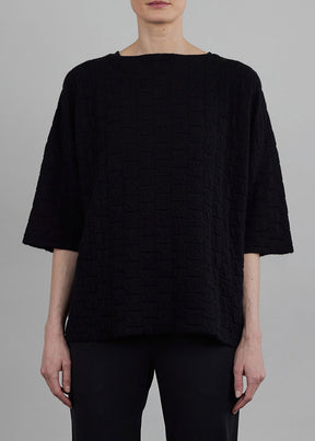 cashmere small square 3/4 sleeve sweater - mid plus