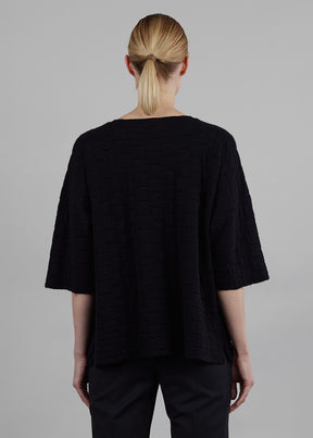 cashmere small square 3/4 sleeve sweater - mid plus