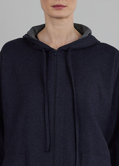 hooded top zipped - long
