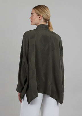 silk wide longer back double stand collar shirt - mid plus