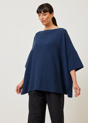 knitted square 3/4 sleeve top - long