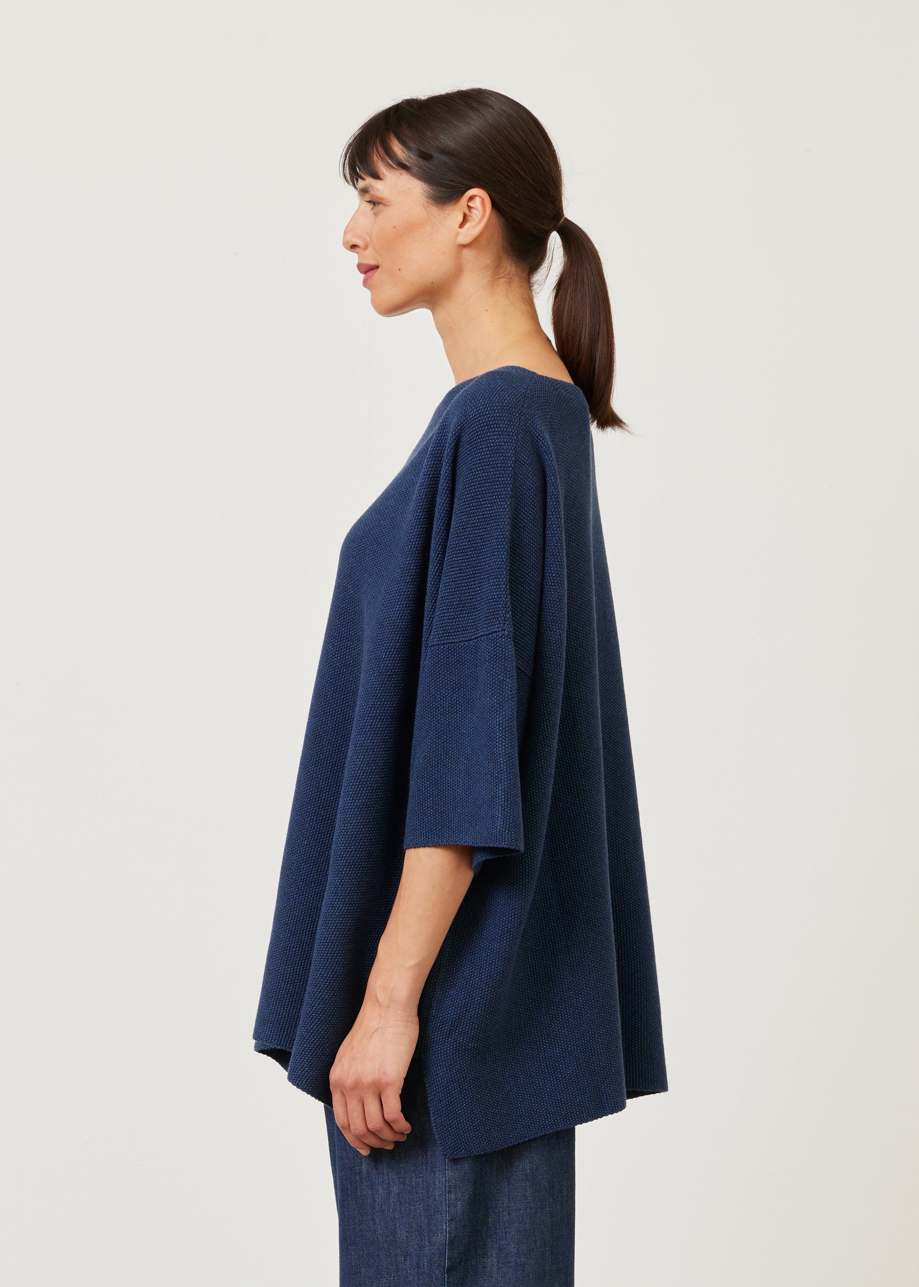 knitted square 3/4 sleeve top - long